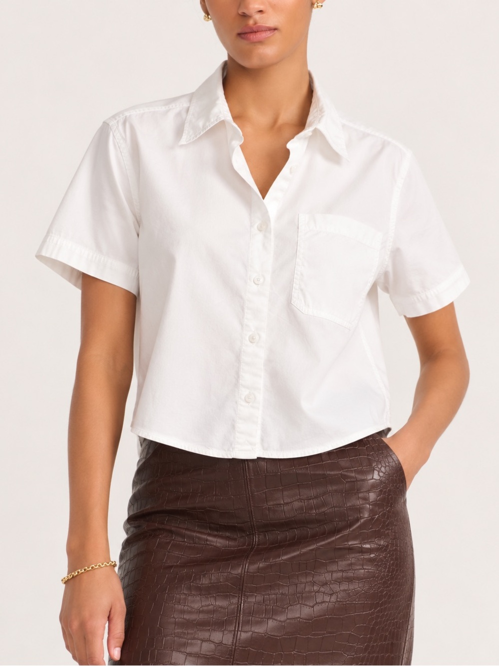 Sunday Best the Eliza Classic White Short-Sleeve Button-Up Shirt